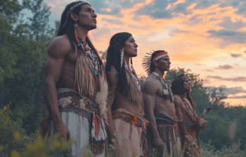 a picture of cherokee indians that represent the cherokee heritage center. One of the attractions near Joe's Red Barn